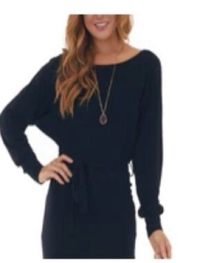 She + Sky Black Long Sleeve Doleman Dress